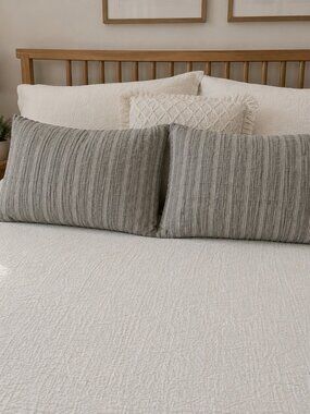 Hearth & Hand with Magnolia One Textured Stripe Standard Pillow Sham Gray 2 Pack